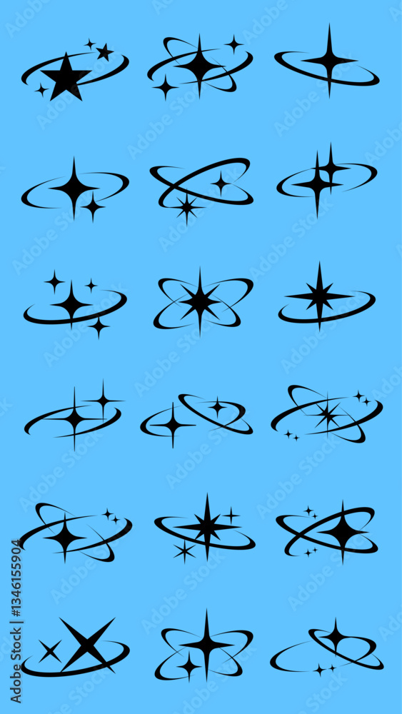 Wall mural abstract star orbit design set vector. set of abstract star orbit in various designs. abstract star 