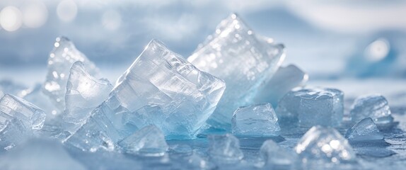 Abstract ice texture with white and blue light for modern design