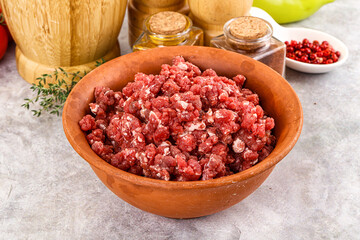 Raw beef minced meat for cooking