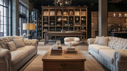 Furniture shop with exclusive furniture for interior