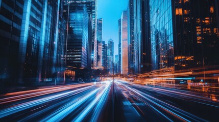 Naklejka premium City Lights: A Symphony of Speed and Urban Majesty