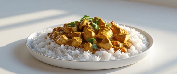 Delicious Chicken Curry with Fluffy Rice.