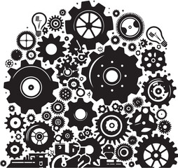 Mechanical Gear Silhouette Vector Set