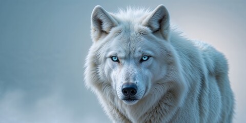 Obraz premium Majestic White Wolf Gazing Intently with Piercing Crystal Eyes