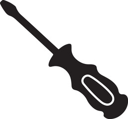 A Classic Flathead Screwdriver for Precision and Reliability, the Simple Black Silhouette of a Screwdriver