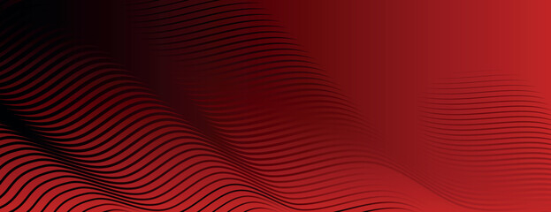 Wavy red background with black lines, creating a dynamic, textured red background with a modern style. Modern wavy line pattern background. Red background vector.