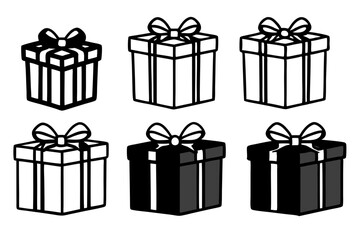 set of creative gift box silhouette vector illustration isolated on white background