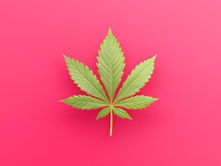 Cannabis Leaf with Pink Background.