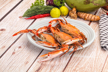 Hot fresh Boiled red crab