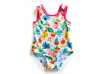 Kids Tropical Swimsuit Girls Summer OnePiece isolated on white background