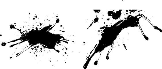 Obraz premium Black ink splash or dots on white background. 