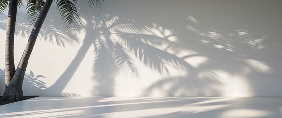 v Dancing Shadows of Large Tropical Trees on Smooth White Wall.