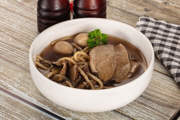 Japanese Ramen soup with duck
