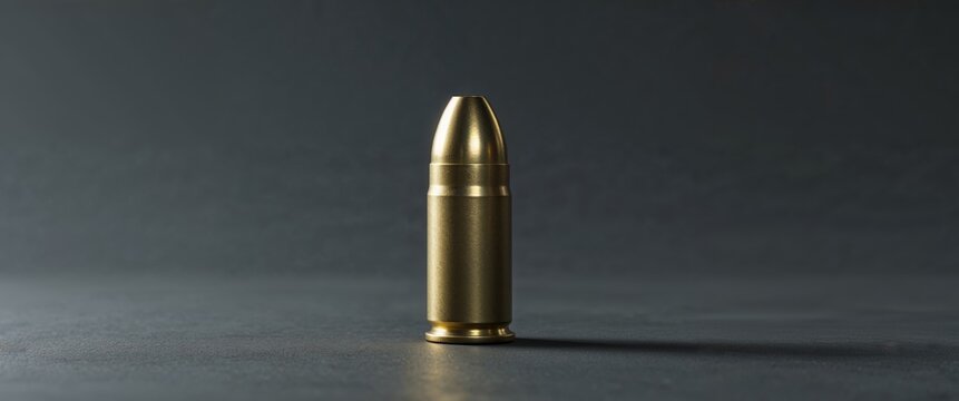 Brass Ammunition Closeup on Dark Surface