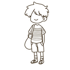 Cute Hand-Drawn Boy Character with sling bag