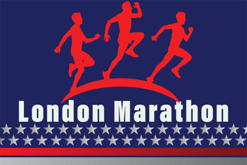 World Marathon Series Retro London Marathon Poster with Vintage Typography