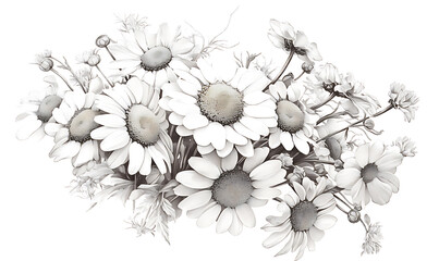 Creative 2D Doodle Floral Illustrations on White Background