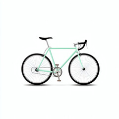 Fototapeta premium Minimalistic bicycle icon in mint green on a white background 
