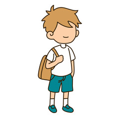 Cartoon Boy with Backpack