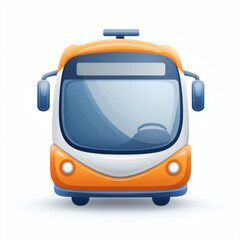 Simple vector bus icon in orange and white colors  