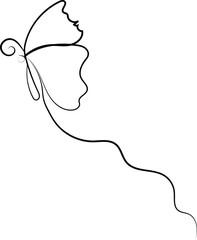 Continuous one line butterfly outline vector isolated on white background Vector Illustration