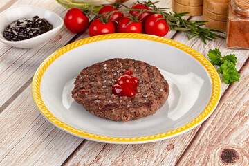 Grilled juicy beef cutlet for burger