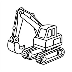 Hand drawn coloring page of excavator Kids friendly a cute Vector illustration line artwork 
