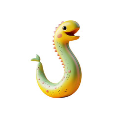 Fototapeta premium Adorable Cartoon Sea Serpent 3D Render of a Playful Aquatic Creature