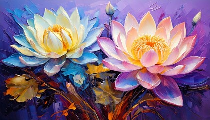 연꽃 유화 그림