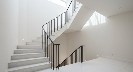Fototapeta premium 白い階段 柔らかな光 ミニマルな空間