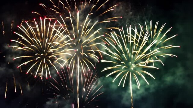 Mexico fireworks, representing mexican flag in green, white and red. Frequently seen on independence day on 16 september or in Mexico national football team match