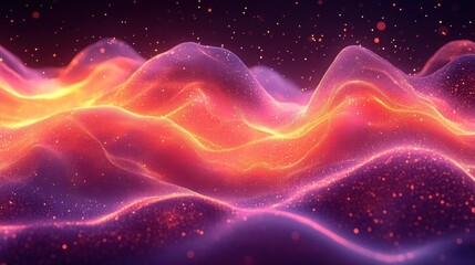 Fototapeta premium Abstract cosmic landscape glowing nebula waves