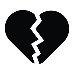 broken heart icon, abstract broken heart icon on white background.
