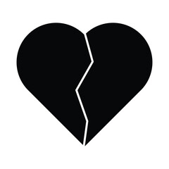 broken heart icon, abstract broken heart icon on white background.