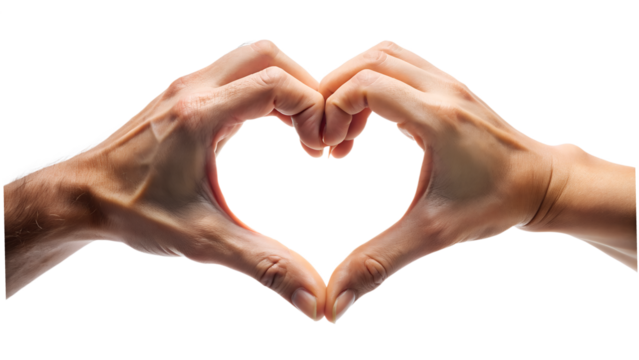 Hands forming a heart shape symbolizing love and romance