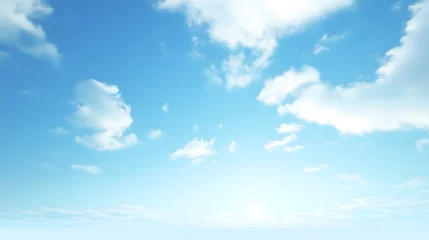 Clear blue sky with a few scattered clouds. day minimalist realistic. © bblyoy