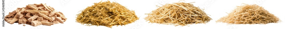 Aufkleber on a white background, a single straw pile is isolated and has a clipping path