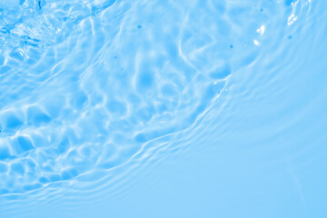 Abstract transparent water shadow surface texture natural ripple on blue background