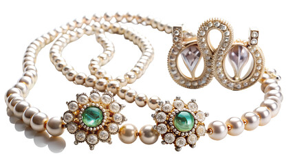 Obraz premium Silver Necklace on White Background with Elegant Jewelry and Accessories