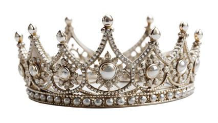 Golden Crown Isolated on White with Luxury Jewelry and Shiny Diamond Decoration