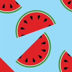 Watermelon Vector Seamless Pattern Digital Paper – Summer Fruit Background, Cute Watermelon Slice Illustration, Fresh and Juicy Watermelon Print, Vibrant Red and Green Watermelon Texture