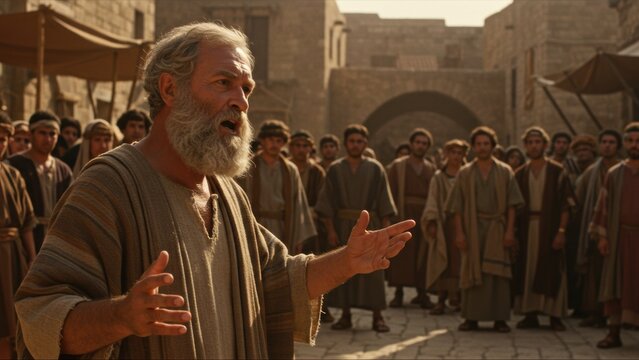 The Apostle preaches about the Resurrection of Jesus Christ, Repentance, Judea, Jerusalem.