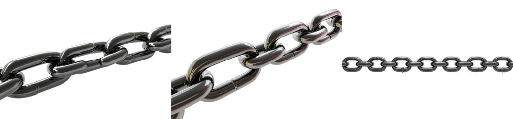 Obraz premium On a white background, a metal chain is depicted in isolation, including a clipping path