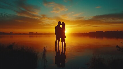 couple on the beach at sunset