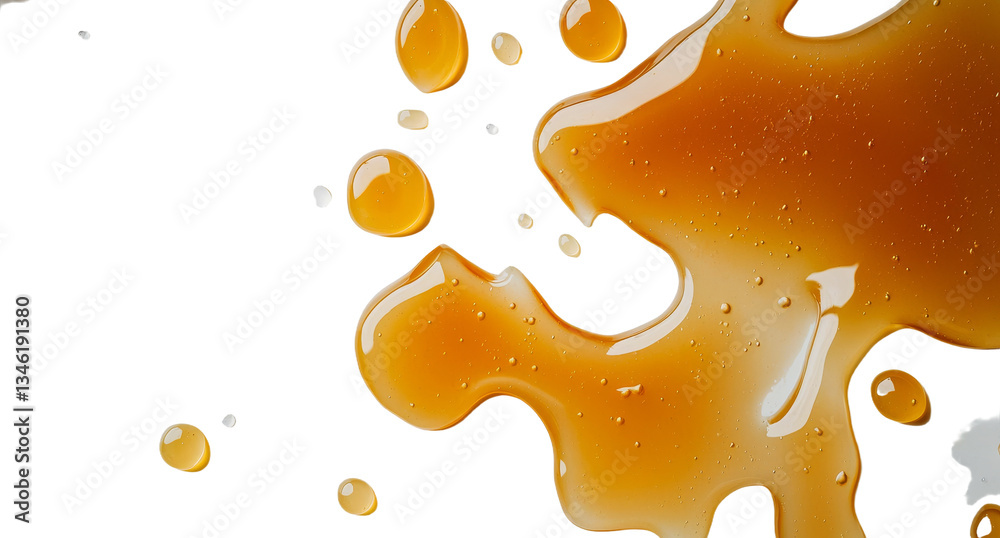 Poster Foam-topped puddle of spilled beer isolated on a white background, complete with detailed texture and a clipping path