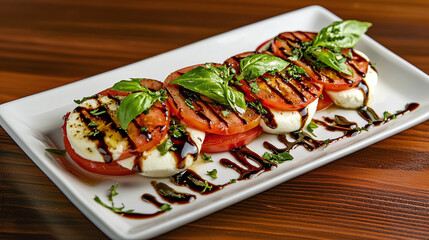 Caprese Salad with Grilled Tomatoes and Mozzarella