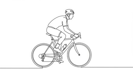 Obraz premium Minimalist line art of cyclist, clean bicycle illustration on white backdrop