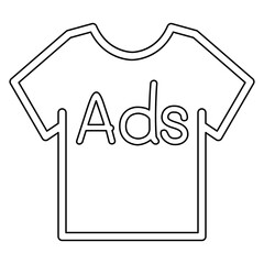 Advertising on t-shirt icon in line style