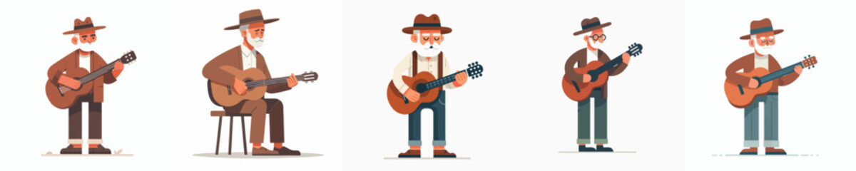 vector of grandfather playing guitar