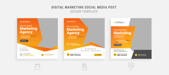 Business marketing agency promotion social media post layout template